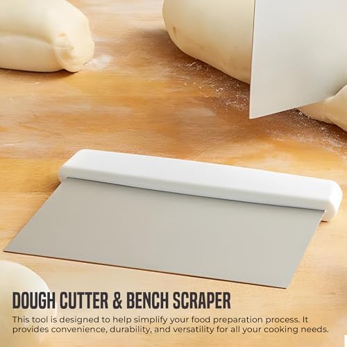 OCS Parts 6-Inch Stainless Steel Dough Cutter Bench Scraper | White Handle - Image 3