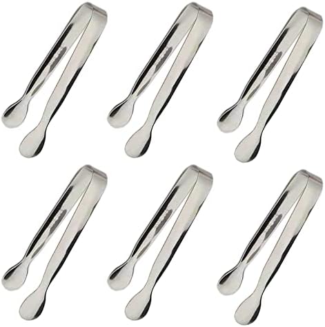 6PCS Ice Tongs Mini Sugar Tongs 4.25Inch Stainless Steel Kitchen Utensils Set by Sunenlyst