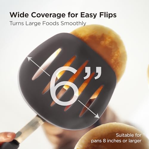 Kitchen Mama WaltzGrip Platinum Silicone Pancake Spatula Turner, Metal Gray - Image 3