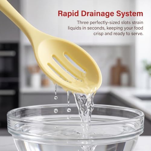 Small Silicone Slotted Spoons for Cooking, Heat Resistant Kitchen Serving Spoon - Image 5