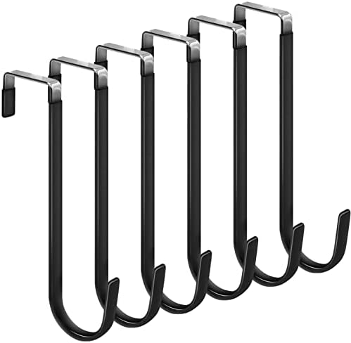 FYY Over the Door Hooks, Single-Hanger 6 Pack, Fits Doors 1.6" Black by FYY