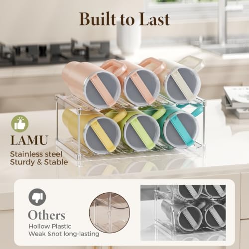 LAMU Stackable Water Bottle Organizer Holder Tumbler Cup Storage Rack - Image 6