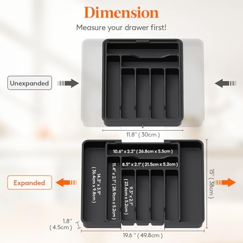 Lifewit Expandable Silverware Drawer Organizer, Kitchen Utensil Tray - Image 3