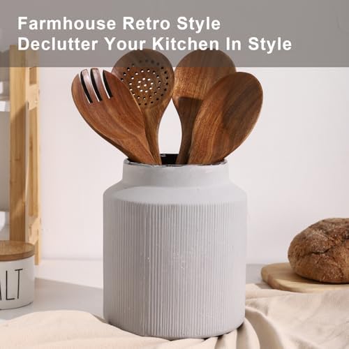 Farmhouse Ceramic Farmhouse Kitchen Utensil Holder - Image 5