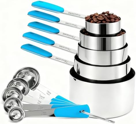 Bopei 10-Pcs Stainless Steel Measuring Cups & Spoons Set by Bopei