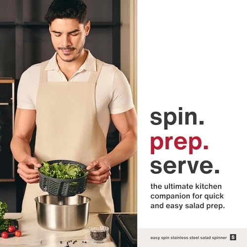Zyliss Easy Spin Salad Spinner, 2–4 Servings, Stainless Steel - Image 2