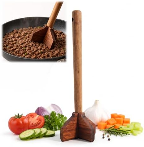 Wooden Meat Chopper for Ground Beef, Hamburger Masher Works by THOUSANDSUNNY