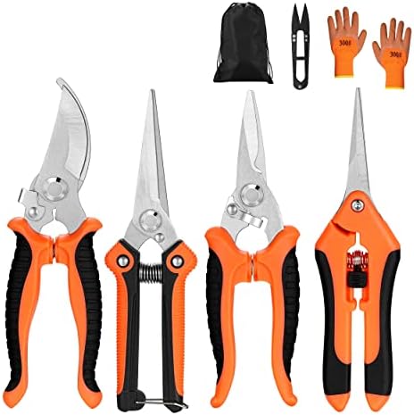 5 pack Garden Pruning Shears Stainless Steel Blades, Handheld Scissors Set by Topbooc