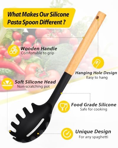 Silicone Pasta Fork, Pasta Spoon Server - Image 3