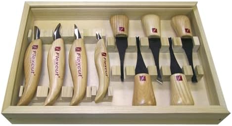 Flexcut Wood Carving Tools | Deluxe Palm & Knife Set | Includes 4 Carving by Flexcut