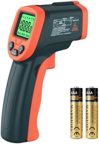 12:1 D:S Ratio Infrared Temperature Gun, Custom Emissivity 0.1-0.99 Handheld by Goldeep