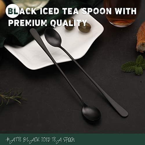 Hiware Matte Black 9-Inch Long Handle Iced Tea Spoons, Coffee Spoon, Ice Cream - Image 3