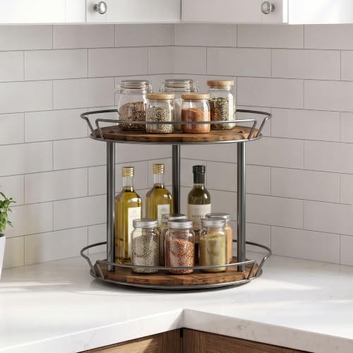 LAMU 2-Tier Lazy Susan Turntable Organizer, Spinning Spice Rack - Image 3