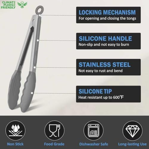 Tongs for Cooking, Stainless Steel Kitchen Tongs - Image 3