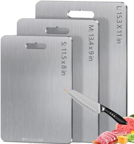 Titanium Cutting Board for Kitchen Set of 3, 100% Pure Titanium Cutting Boards by HealthyKitchen