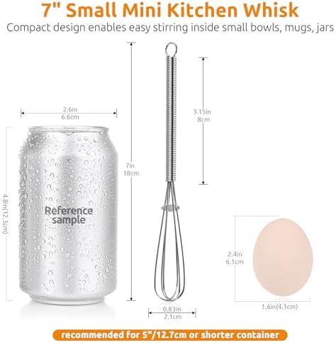U-Taste Small Mini Whisks for Cooking, 18/8 Stainless Steel 7" Wisking Tool - Image 2