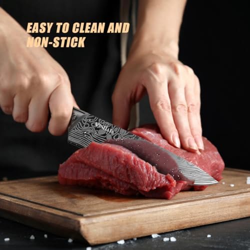 MOSFiATA Kitchen Knife Set, Dishwasher Safe, Titanium Plated Knife Block Set - Image 3