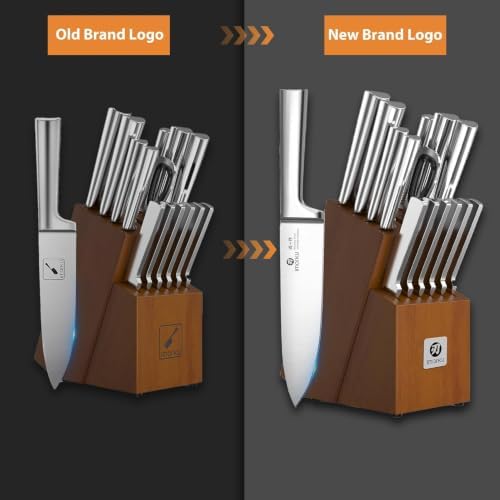 imarku 15-Piece Knife Block Set Built-in Sharpener, Santoku - Image 5
