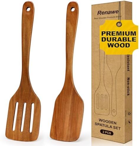 2Pcs Non Toxic Acacia Wood Spatula by Renawe
