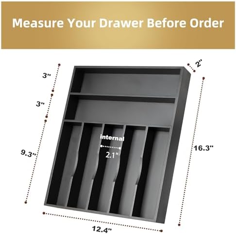 Bamboo Silverware Holder Drawer Utensil Organizer - Image 2