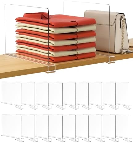 HBlife 18 Pack Clear Shelf Dividers, Vertical Purse Organizer by HBlife