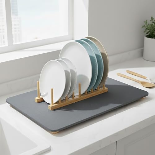 Stone Drying Mat for Kitchen Counter 5 Wooden Feet 20"×16 by Unknown