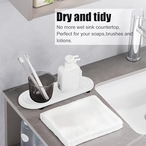2PCS Water Absorbing Stone Tray, Fast Drying Diatomite Stone Sink Tray - Image 6