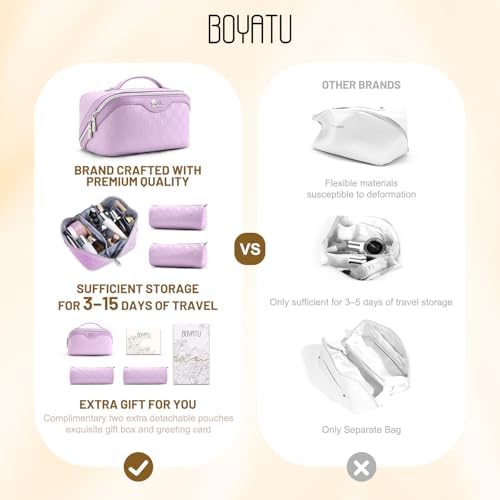 BOYATU Travel Makeup Bag Organizer: 180°Open-Flat 3 Pcs Make up Bags Set - Image 2