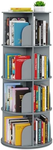 SpaceAid 4 Tier Rotating Bookshelf Tower, Spinning Bookcase Lazy Susan by SpaceAid