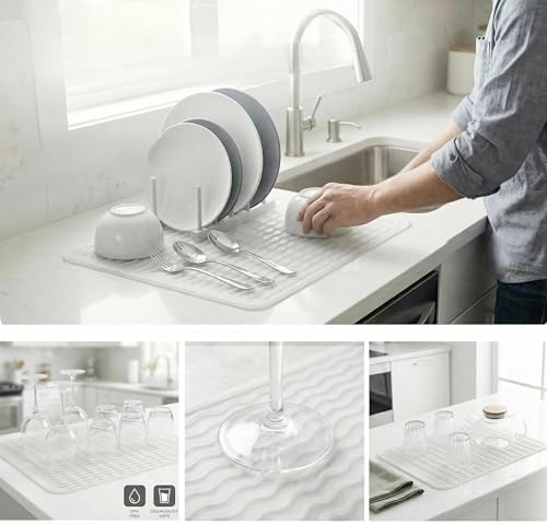 MicoYang Silicone Dish Drying Mat — Quick-Dry Ridges Counter & Sink Pad - Image 3
