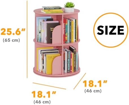 SpaceAid 2 Tier Rotating Bookshelf Tower, Spinning Bookcase Lazy Susan - Image 2