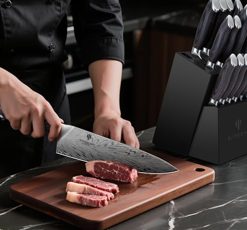 16 Pieces Knife Set, Knife Block Set in Powder Steel, Ultra Sharp - Image 6