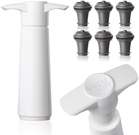 Original Vacu Vin Vaccuum Wine Saver White w 6 Stoppers by VacuVin