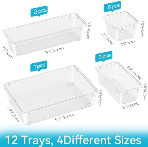 12 PCS Drawer Organizer Set, Makeup Organizers, Tool Storage Trays - Image 2