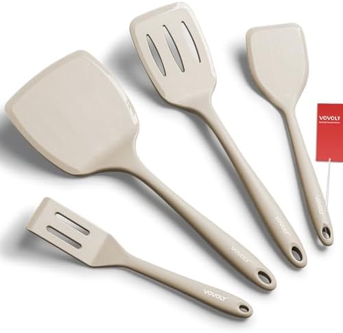 Silicone Spatula Set, 600°F Heat Resistant Silicone Spatula Turner Flipper by VOVOLY
