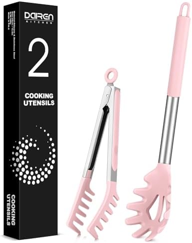 Silicone Spaghetti Spoon and Pasta Tong, Server Fork by DaiRenKitchen