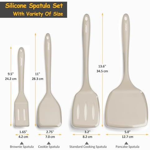 Silicone Spatula Set, 600°F Heat Resistant Silicone Spatula Turner Flipper - Image 2
