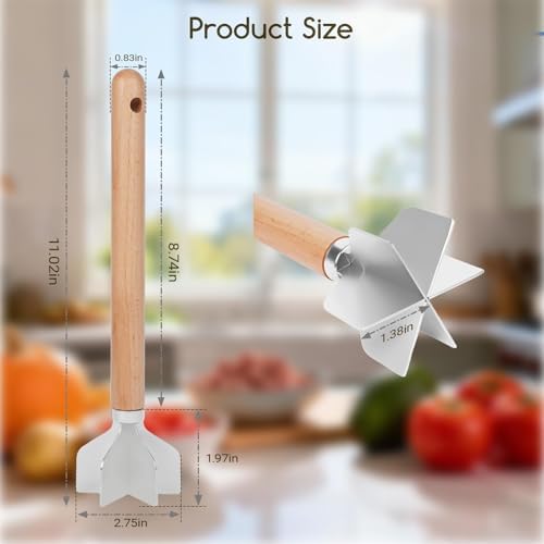 Meat Masher Stainless Steel Meat Chopper, 6-Blade Ground Beef Chopper Tool - Image 2