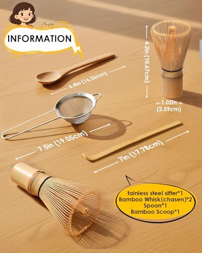 Matcha Whisk Set with 2-pack Bamboo Matcha Whisk, Tea Scoop - Image 4