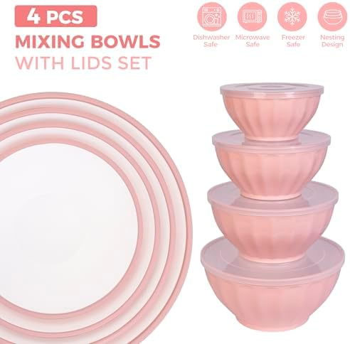 BoxedHome Mixing Bowls with Lids Set, 8 pieces Large 0.2” Thick Plastic Nesting - Image 5