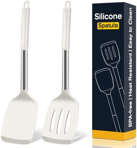 2 Pack Silicone Spatula Set, Solid & Slotted Turner by Unknown