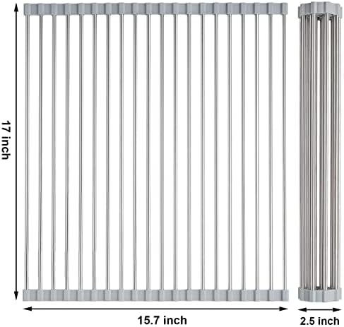 Searik Roll up Dish Drying Rack, Over The Sink Rolling Dish Drainer Rack - Image 2
