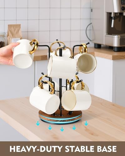 HULISEN 360° Rotating Mug Tree, Coffee Mug Holder - Image 3