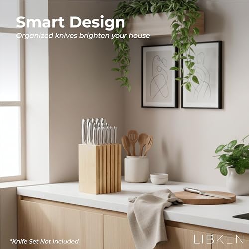 Libken Bamboo Knife Block – Minimal Scandinavian Design, Universal Knife Holder - Image 7