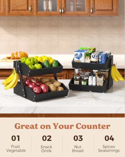 Sevenblue 2-Tier Bamboo Fruit Basket - Image 6