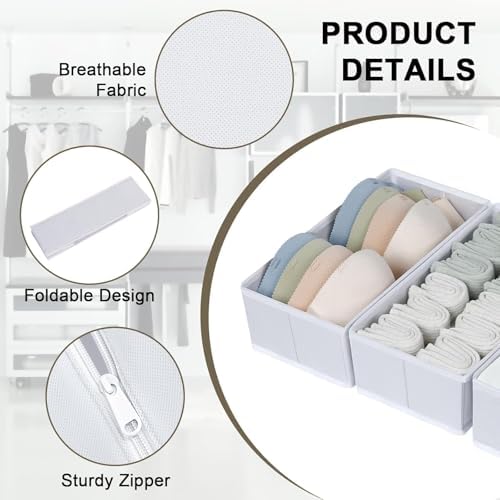 DIMJ Drawer Organizer Clothes, 6 Pack Fabric Drawer Organizer Bins, Foldable - Image 4
