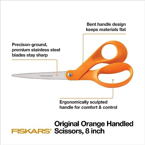 Fiskars 8" Original Orange-Handled Craft & Fabric Scissors, All Purpose - Image 2