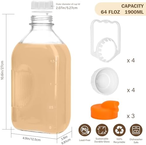 KMIGRUAN 64oz Glass Milk Bottle - Image 5