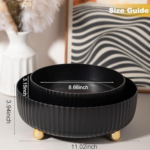360 Rotating Makeup Perfume Organizer Skincare Tray, Large Black - Image 5