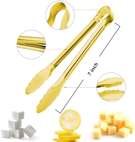 8PCS Gold Metal Tongs, Small Kitchen Accessories - Image 2